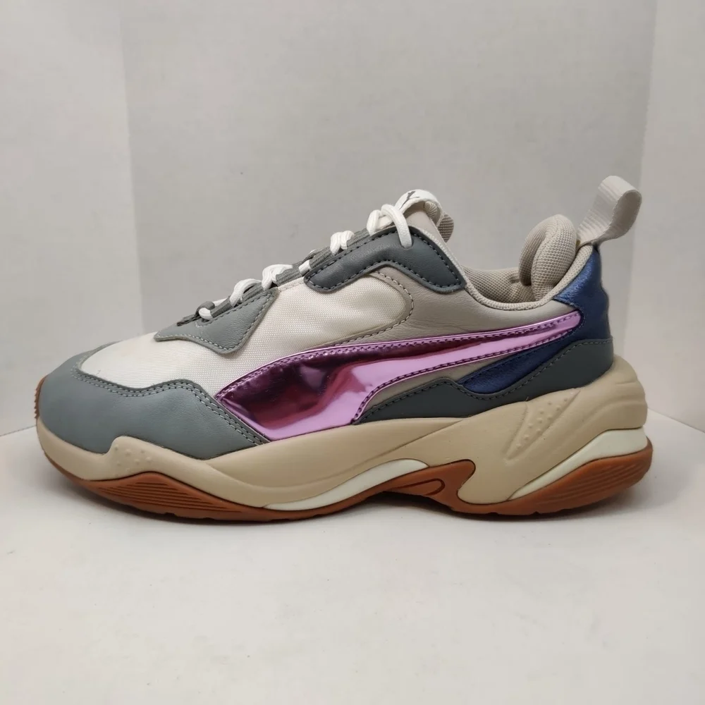 PUMA Running Sneakers Thunder Electric Chunky Grey Pink Leather Women's Sz‎ 6.5
